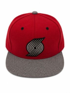 Mitchell & Ness Portland Trail Blazers Red Gray Strapback Hat NBA Adjustable Cap